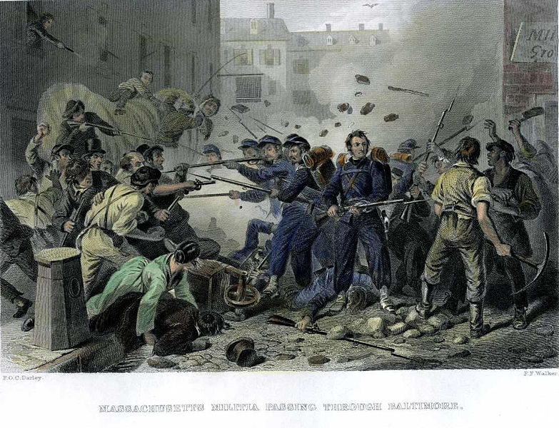 The Baltimore Riot. Engraving from Wikipedia.