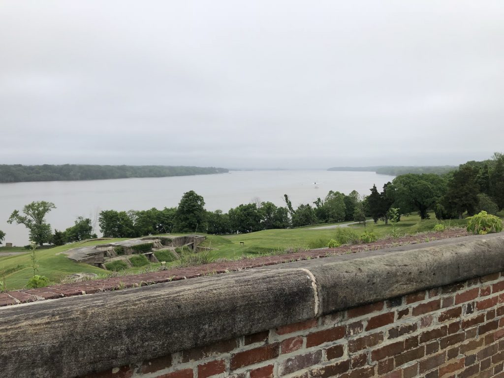The view upriver from the top of the fort. Note the Endicott batteries closer to the shoreline. - <i>Photo by the Author</i>