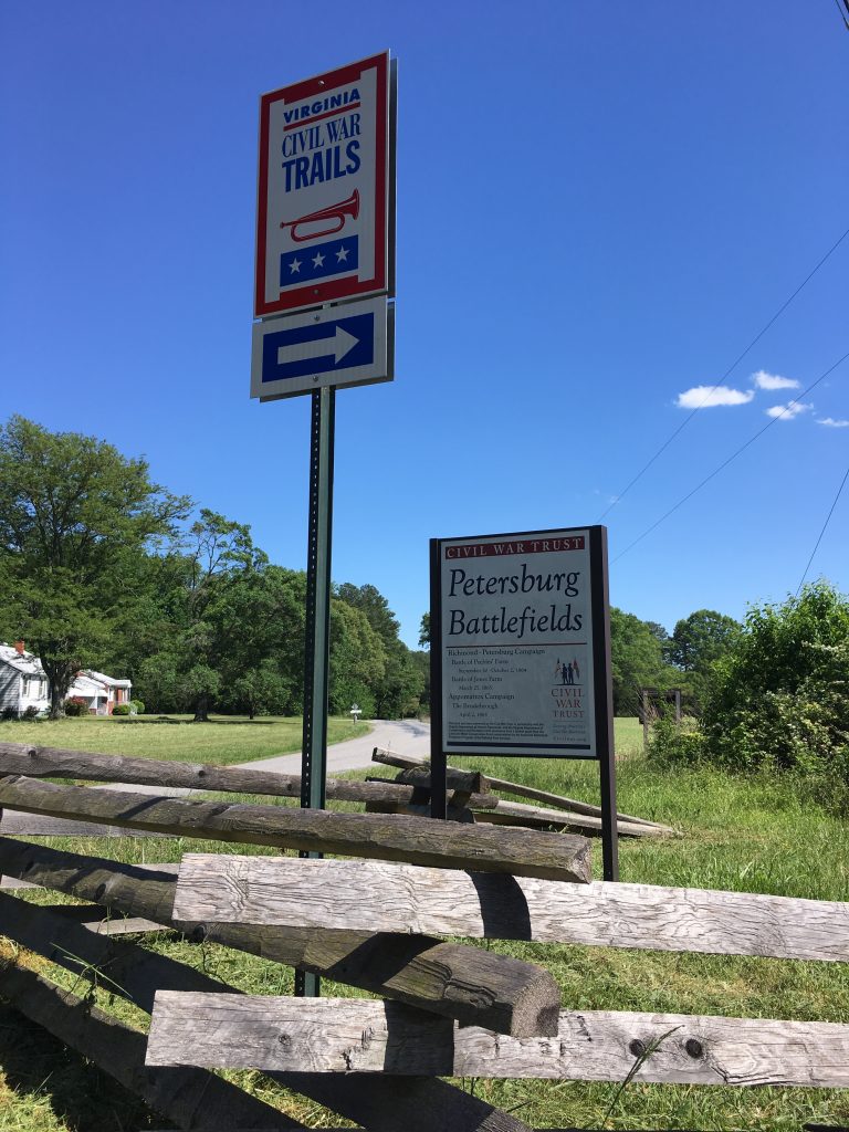 Several pieces of the Petersburg battlefields have been saved by the Civil War Trust over the years. Signs like this one at Peebles' Farm are frequently seen along the roads here. - <i>Photo by the Author</i>