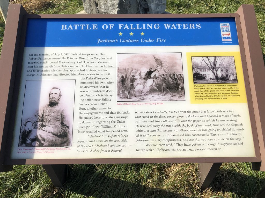 One of the many waysides that describe the action of the Battle of Hoke's Run. - Photo by the Author