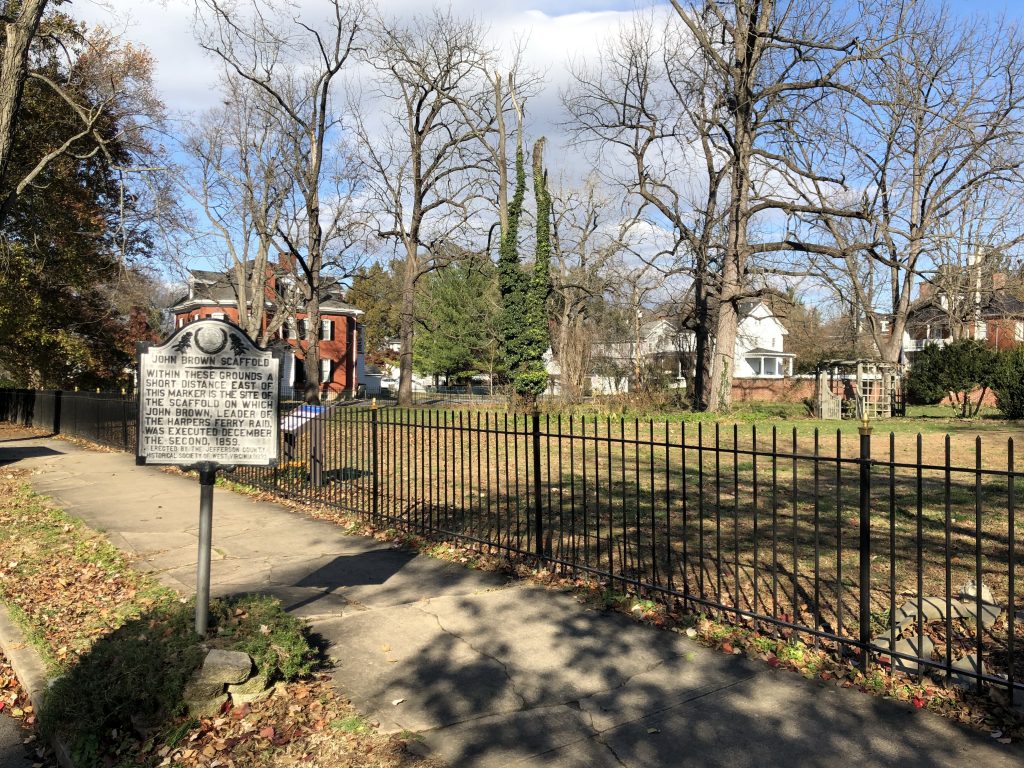 John Brown was executed here, in what is now someone's yard in a typical suburban neighborhood. - Photo by the Author