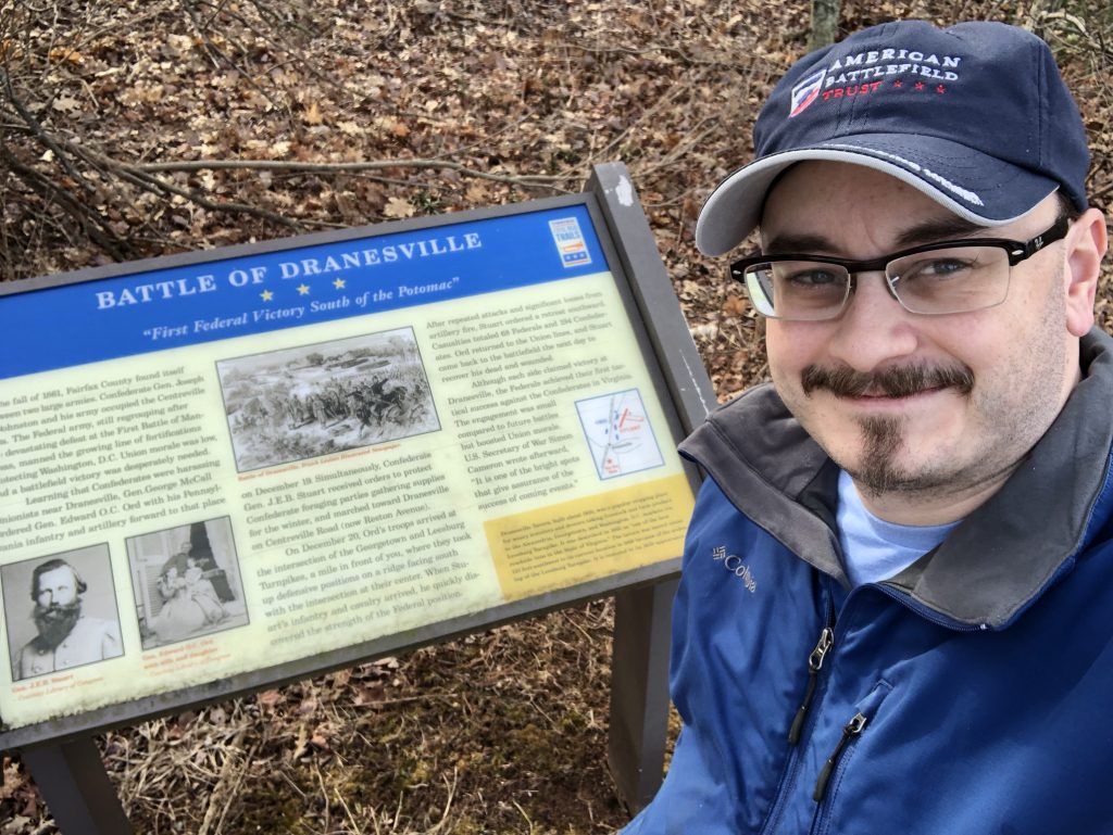A #SignSelfie with the Civil War Trails wayside at the Dranesville Tavern. - <i>Photo by the Author</i>
