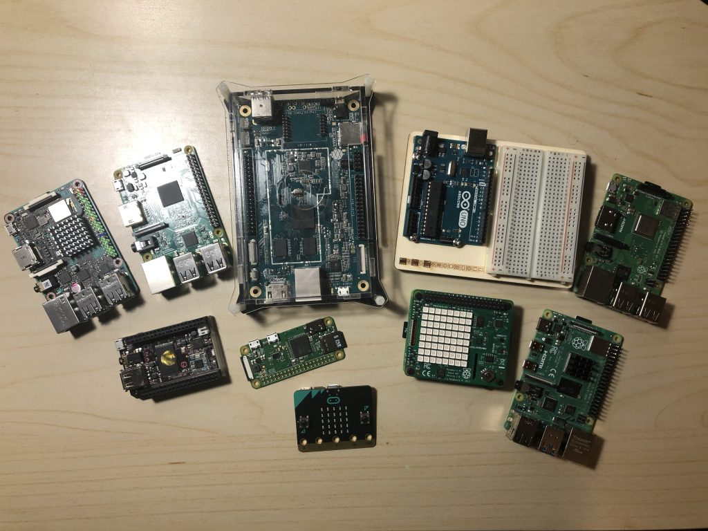 Some of our collection of single board computers and microcontrollers. - <i>Photo by the Author</i>