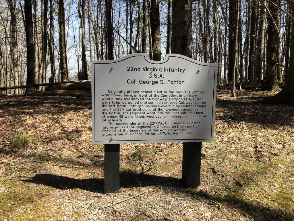 The grandfather of famed WWII General George Patton commanded a Virginia regiment at Droop Mountain. - <i>Photo by the Author</i>
