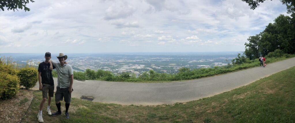 My nephew and his dad, posing in front of Chattanooga. - <i>Photo by the author</i>