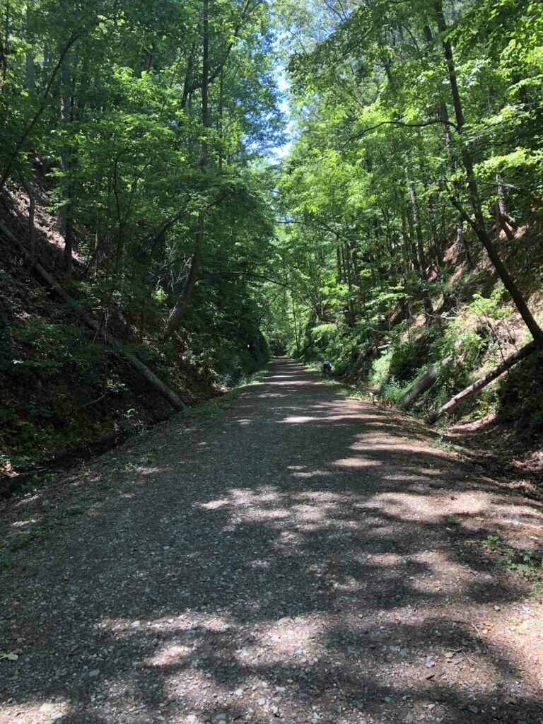 This trail lies where the railroad once came through. - <i>Photo by the author</i>