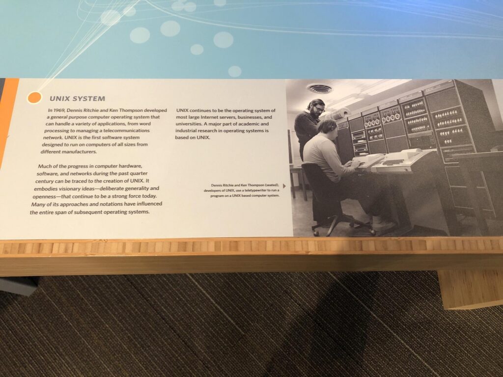 Dennis Ritchie and Ken Thompson created the UNIX operating system here. Its descendents include FreeBSD, Linux, MacOS, iOS, and Android. - Photo by the author