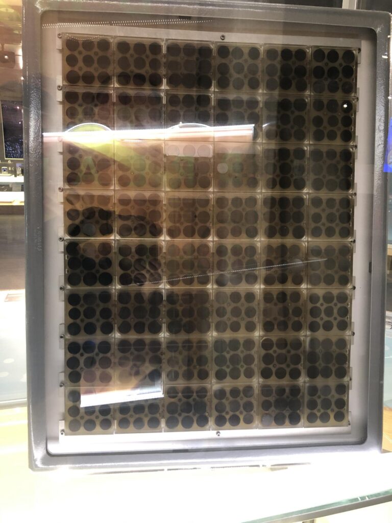 The "solar battery" was created with the idea of using it to power rural phone service. - Photo by the author