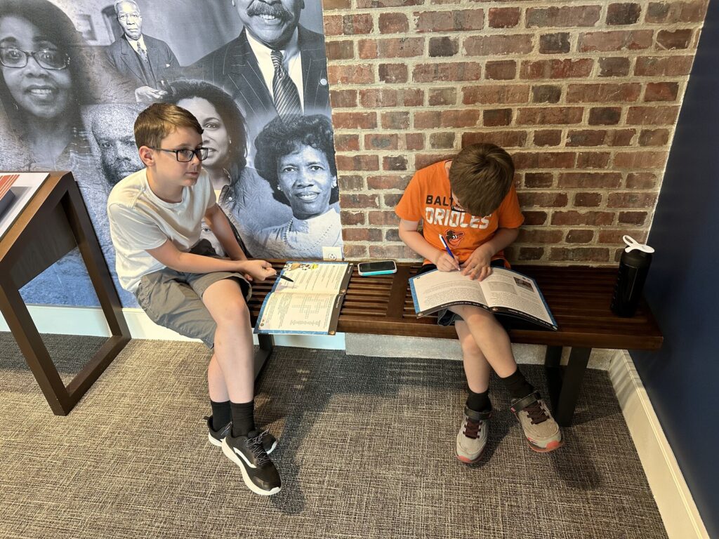 Working on those Junior Ranger books in the museum. - <i>Photo by the author</i>