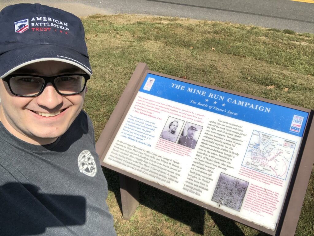 #SignSelfie with one of the waysides at Mine Run. - <i>Photo by the author</i>