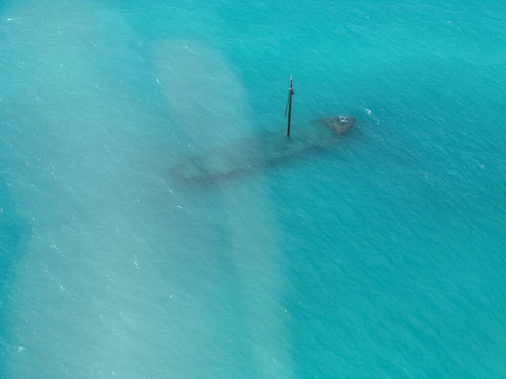 We flew over the wreck of the <i>Arbutus</i>. - <i>Photo by the author</i>