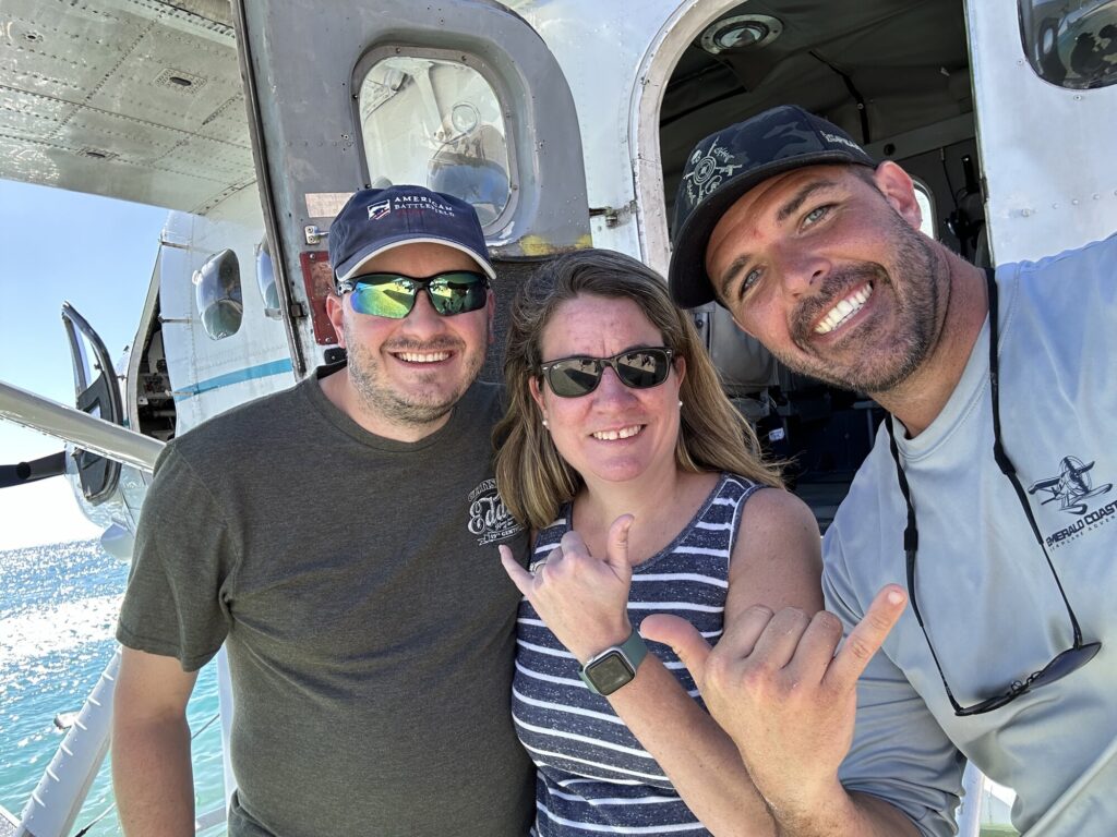 Emily attempts to be as cool as our pilot. - <i>Photo by Captain Britt</i>