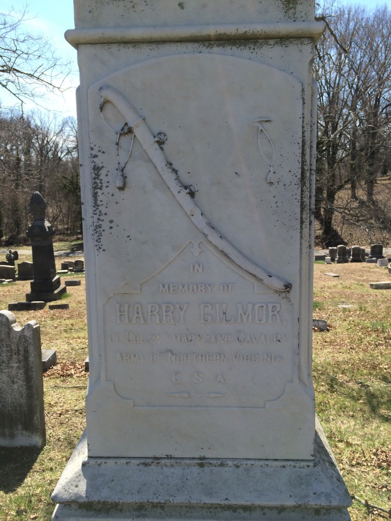 Detail on the front of Harry Gilmor's Monument.