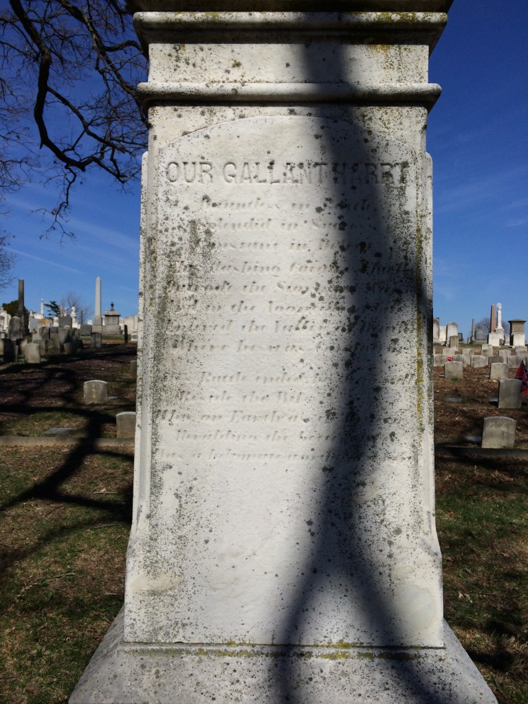 Detail of the rear of Harry Gilmor's Monument.