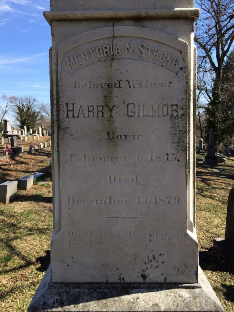 Detail of the right Harry Gilmor's Monument, marking his wife's burial.