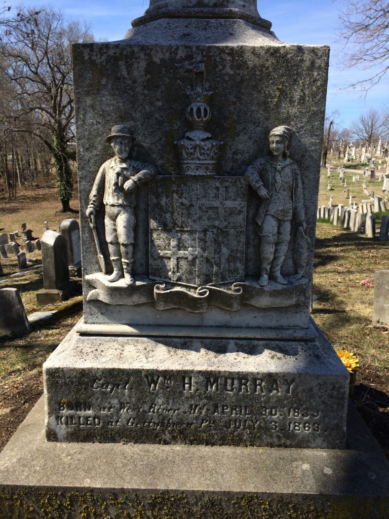 Detail on the front of William H. Murray's Monument.