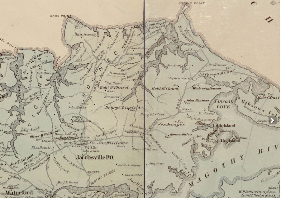 Hopkins 1878 Map of Jacobsville and Hog Neck - <i>Library of Congress</i>