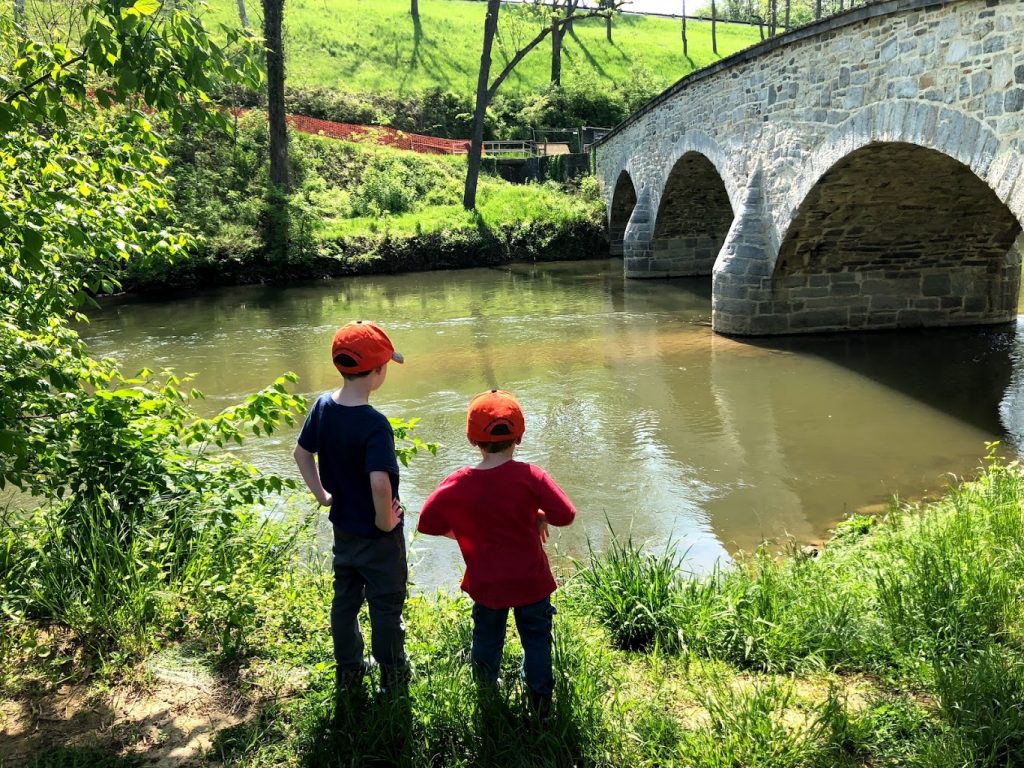 My boys on the banks of Antietam Creek, near the Burnside Bridge.
