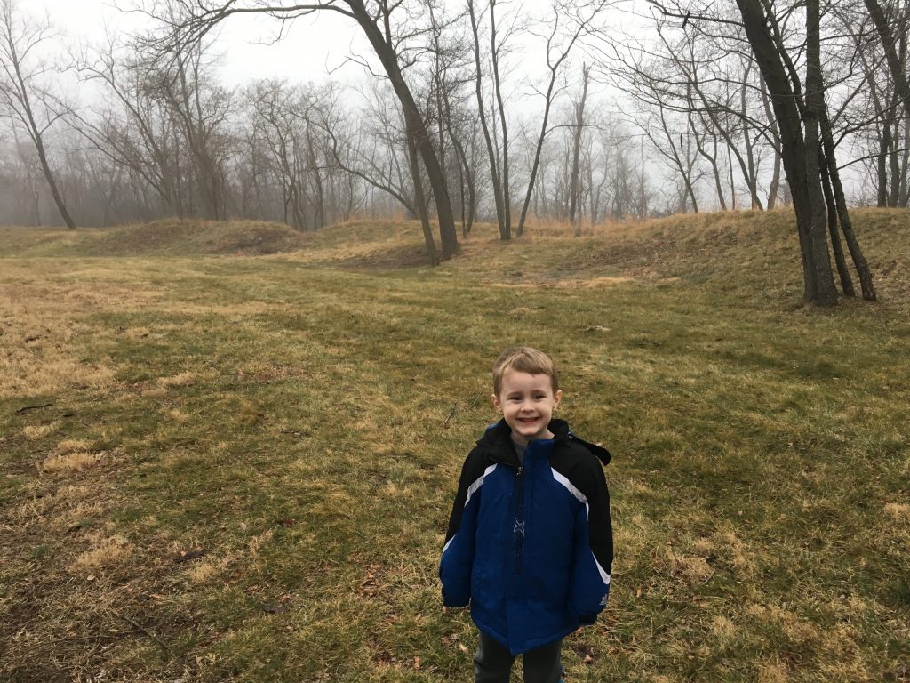 My son in the middle of the Star Fort at Second Winchester. Very cool! - <i>Photo by the Author</i>