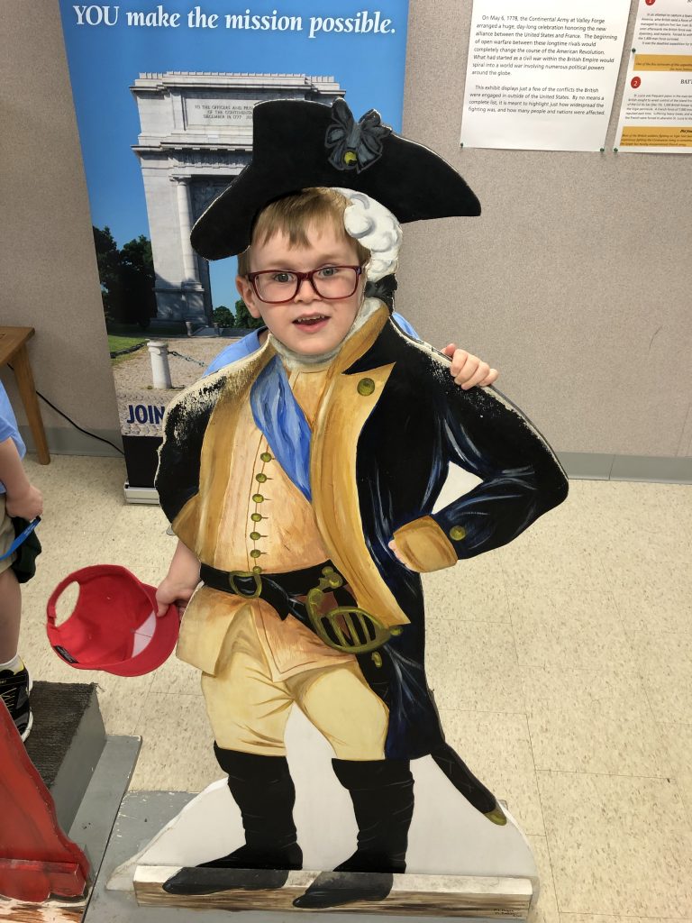 Isaac as General Washington in the makeshift visitors center. - Photo by the Author