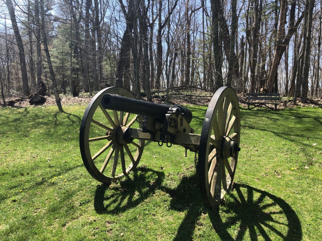 The first artillery sighting of the trip - a fake 10-pounder Parrott at Droop Mountain. - <i>Photo by the Author</i>
