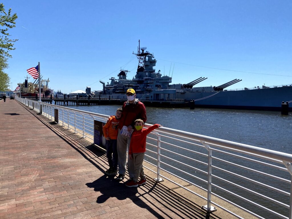 The boys and I in front of BB-62. - <i>Photo by Emily Skillman</i>