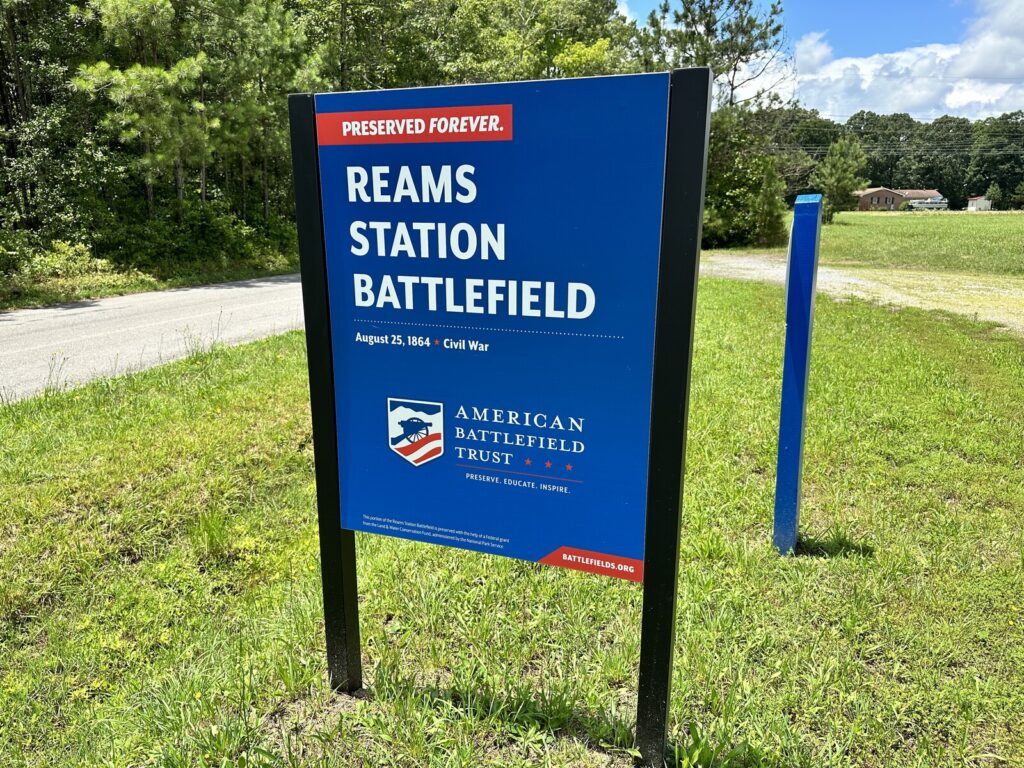 Sign for the American Battlefield Trust's portion of Ream's Station. - <i>Photo by the author</i>