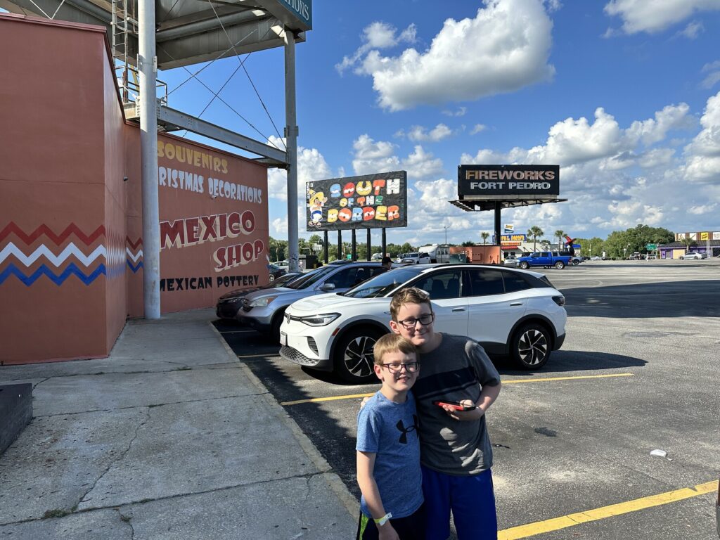 My boys outside the gift shop at South of the Border. - <i>Photo by the author</i>
