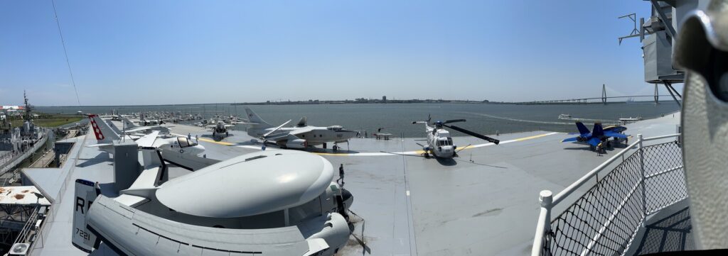Panoramic shot of the flight deck from above on the "island". - <i>Photo by the author</i>