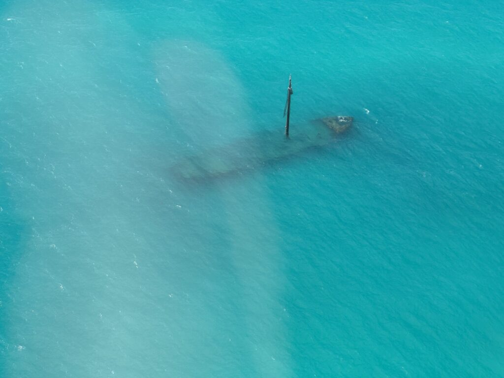 We flew over the wreck of the <i>Arbutus</i>. - <i>Photo by the author</i>
