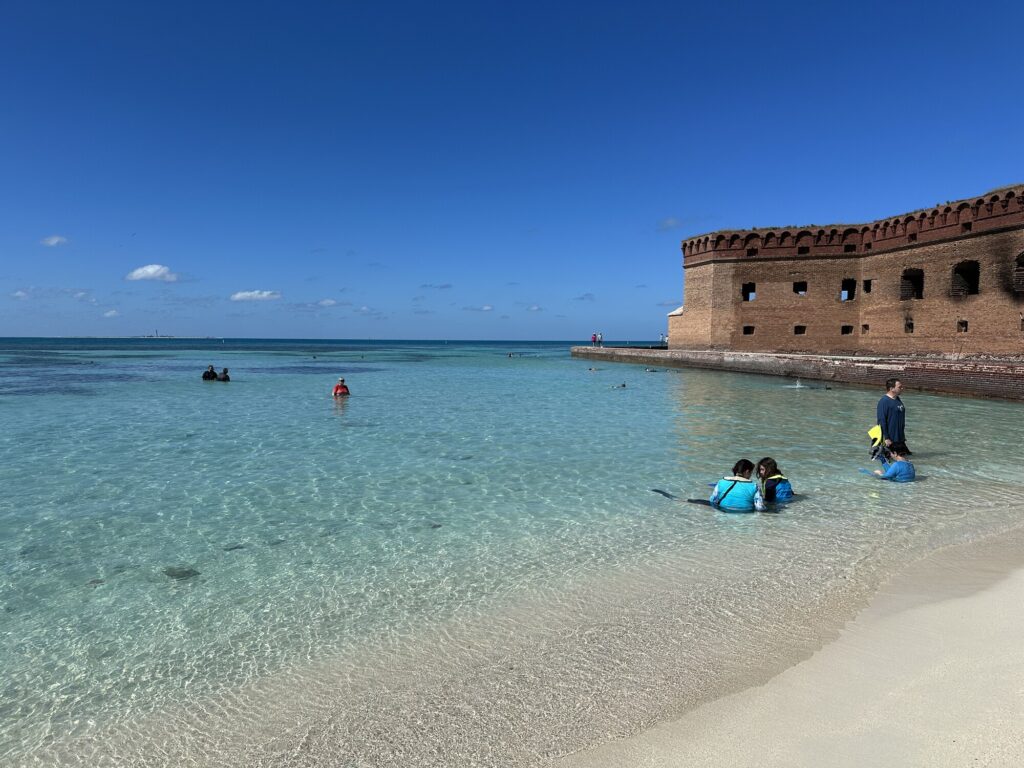 The snorkeling beach with the fort in the background. - <i>Photo by the author</i>