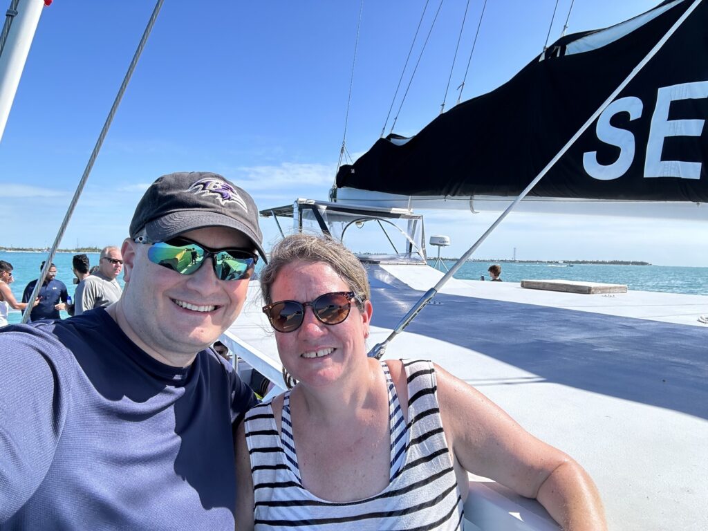 Emily and I aboard the catamaran. - <i>Photo by the author</i>